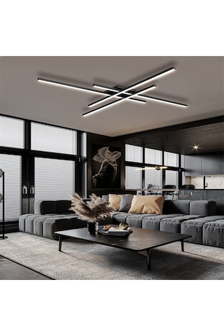 Siyah 3 Işık Rengi 2 Led Tavan Lambası,avize,modern Aydınlatma,dekoratif Işık Siyah