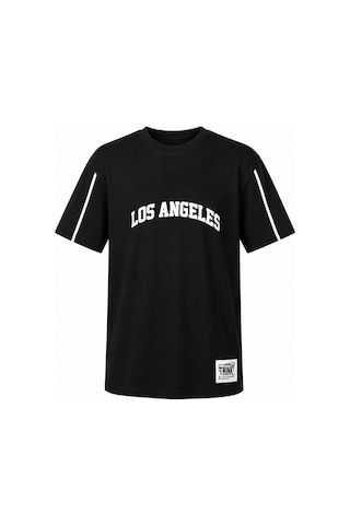 Trender Los Angeles Biyeli Kısa Kol O Yaka Siyah Erkek Çocuk T-shirt 26ydt1000061