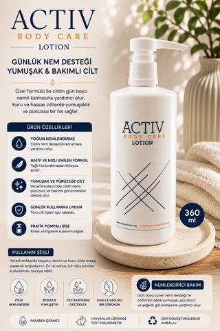 Actıv Body Care Lotion Nemlendirici Vücut Losyonu 360 Ml Günlük Bakım Ve Yoğun Nem Desteği