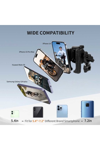 Mechrıg 9-16 Mm Boru Çapı Uyumlu Motosiklet Dikiz Aynası Telefon Tutucu