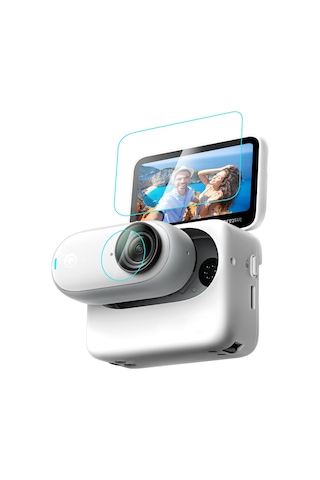 Insta360 Go 3 / Go 3s Puluz 2'si 1 Arada Ekran Ve Lens İçin Temperli Cam Film Şeffaf