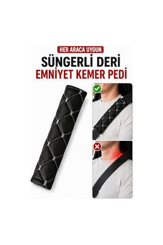 Her Araca Uygun Suni Deri Süngerli Emniyet Kemeri Pedi Gümüş