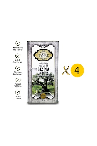 Altın Irmak Yeni Sezon Soğuk Sıkım Natürel Sızma Zeytinyağı 4 x 5 L