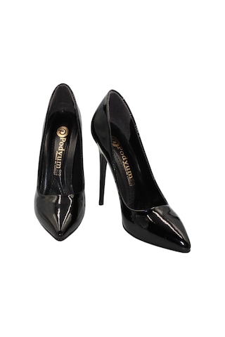 Celira Siyah Rugan Topuklu 10 Cm Kadın Stiletto Ayakkabı Siyah