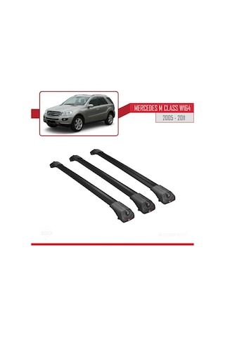 Mercedes M Class W164 2005-2011 Arası İle Uyumlu Ace-1 Ara Atkı Tavan Barı Siyah 3 Adet Bar