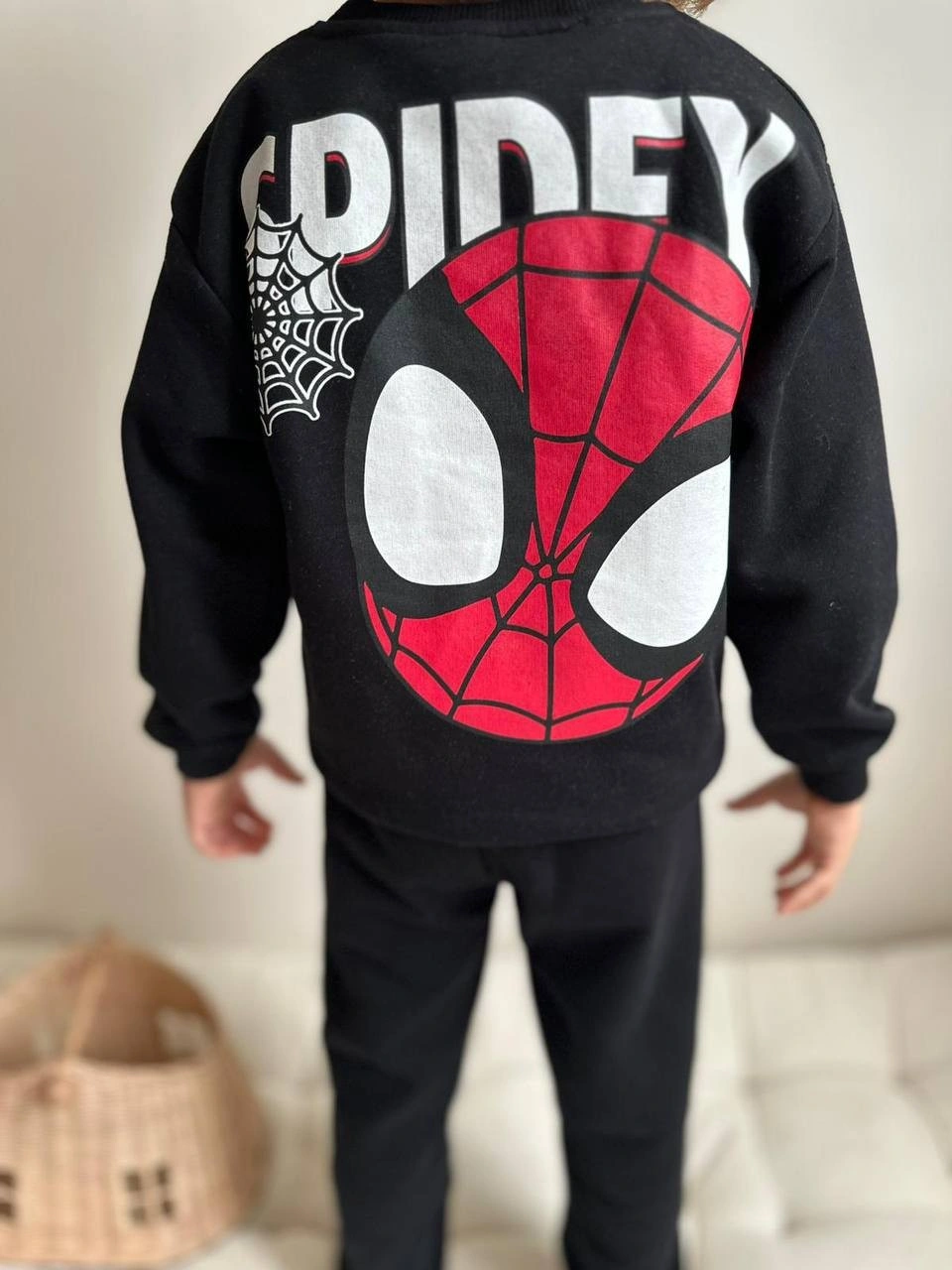 Miniko Kids Erkek Çocuk Spiderman Baskılı 3 İplik Şardonlu Eşofman Takımı Siyah