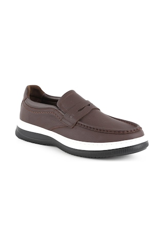 Lbr Erkek Casual Ayakkabı H1066 Siyah Beyaz Taban Hakiki Deri Hafif Eva Taban Rahat Günlük Penny Loafer Kahve-beyaz