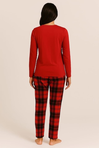 Pemilo Kadın Uzun Kol 20362 Milan Pijama Takımı Kırmızı Kırmızı