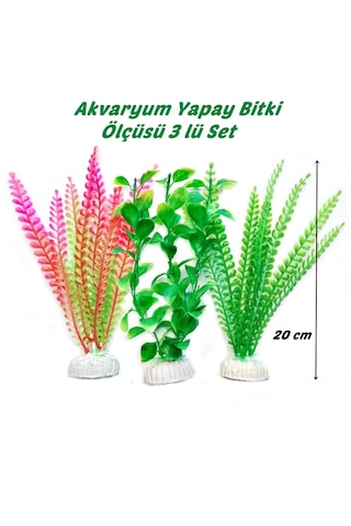 Plastik Süs Yapay Akvaryum Bitkisi Dekoru 20 Cm 3 Lü Set