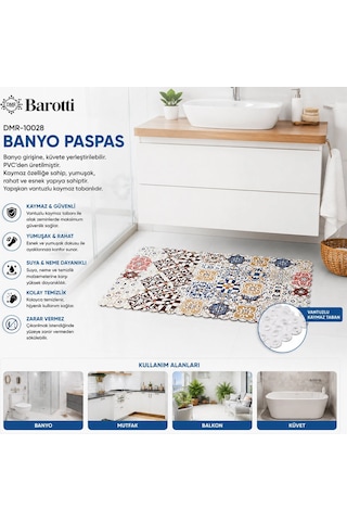 Dikdörtgen Desenli 70 X 34 Cm Su Emici - Sihirli Kaydırmaz Banyo - Küvet Paspas Bx40 Renkli