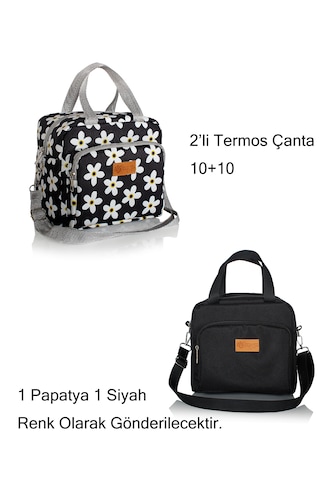 2'li Set 10+10 L Yemek Taşıma Çantası Sıcak Ve Soğuk Termal Termo Siyah