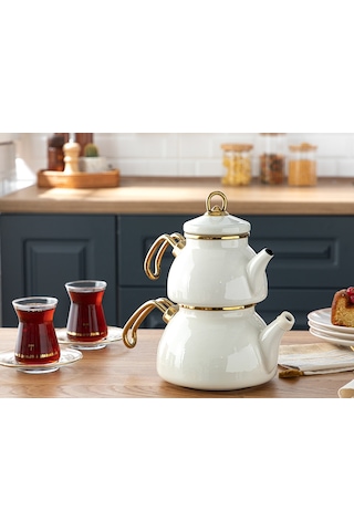 English Home Perro Emaye Mini Çaydanlık 0.5 Lt 1 Lt Beyaz