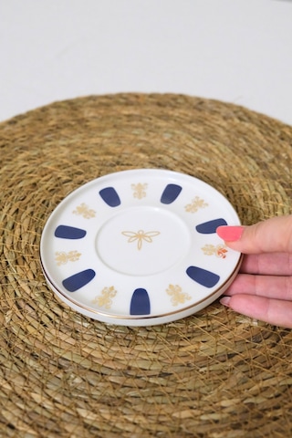 Tabak Evi Porselen Acem Zade Lacivert Çay Tabağı 12,5cm Tekli Çok Renkli