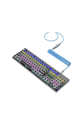 Youtek Hxsj H-1 Usb-c Mekanik Klavye Kablosu, Esnek Nylon Örgülü, Mavi Renk