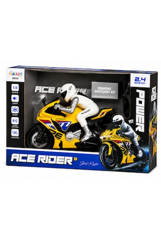 Ace Rider 2.4 Ghz Uzaktan Kumandalı Işıklı Spor Motosiklet Açık Sarı