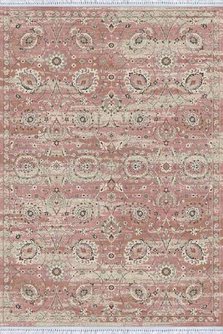 Pembe Vintage Dokuma Pamuk Tabanlı Kaymaz Kilim Klm304n11