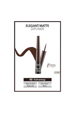 Note Cosmetique Elegant Matte Dipliner Waterproof Suya Dayanıklı - 02 Coffee Brown - Kahverengi