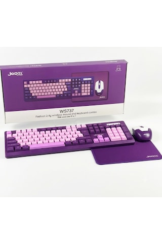 Ws737 Mor Renk Klavye Mouse Seti Sessiz Tuşlar - Tv - Laptop - Pc Uyumlu