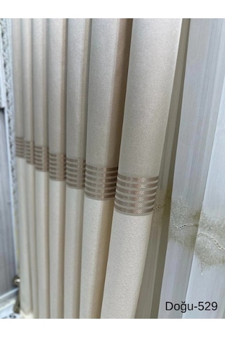 Nivemeshome Doğu Krem Ft671536 V-529 1/3 Sık Pileli Fon Perde Apm