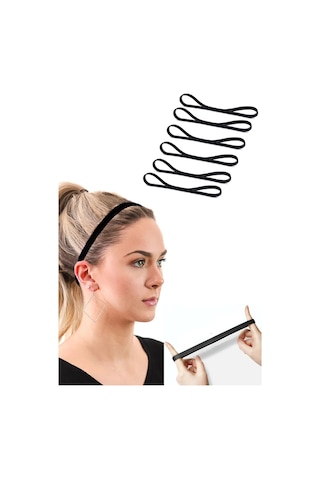 6 Ad Sporcu Saç Bandı Bant Erkek Saç Tokası Lastikli Toka Siyah