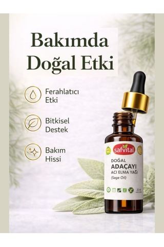 Safvital Adaçayı / Acı Elma Yağı 20 Ml Bitkisel Bakım Yağı Saç Ve Cilt Bakımına Uygun Yoğun Antiseptik İçerik