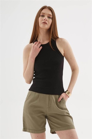 Halter Yaka Atlet Siyah Çok Renkli