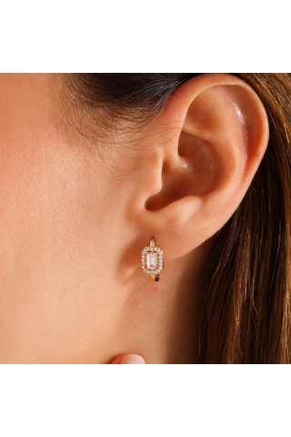 Sembol Gold Sarı Altın Baget Küpe J Model