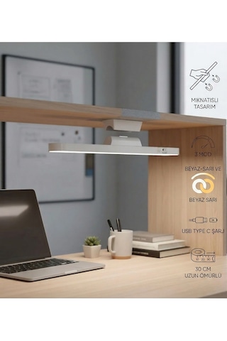 Mıknatıslı Kablosuz Mutfak Tezgah Altı Ve Çalışma Masası Lambası - 3 Renk Ayarlı 30 Cm Şarjlı Led Bar Diğer