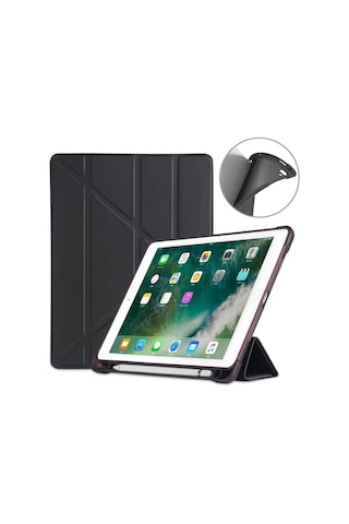 Apple Uyumlu iPad A16 11. Nesil 2025 11 Inç Kılıf Kalem Bölmeli Trifolding Standlı Uyku Modlu Silikon Kapak Kapaklı Kılıf