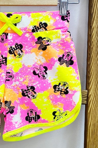 Kız Çocuk Şort Baskılı Fiyonklu Beli Lastikli A22 Pembe
