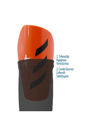 Pro Futbol Tekmeliği Çoraplı Çocuk Yetişkin Kaval Koruyucu Tekmelik Futbolcu Dizliği Turuncu