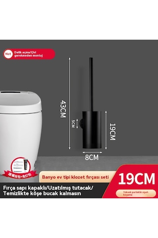 Sabitleme Kayışlı 304 Paslanmaz Çelik Tuvalet Fırçası Siyah 19 Cm Siyah