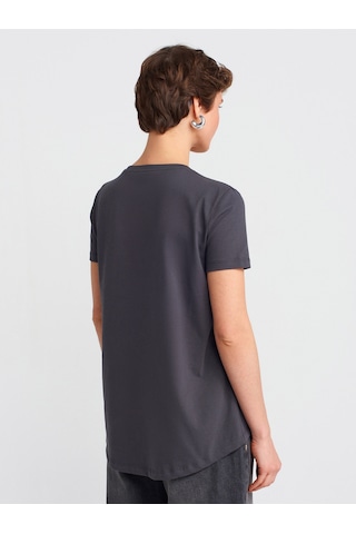 Dilvin 3471 Bisiklet Yaka Basic T-shirt-koyu Antr. Koyu Antr. Antrasit