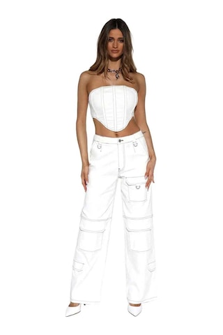 By Dyln Fargo Jeans - Geniş Paça, Düşük Orta Bel Kot Pantolon Beyaz
