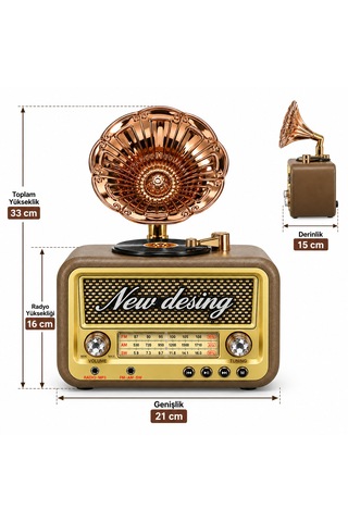 Dosound Ds-2527b Retro Radyo Bluetooth Usb Sd Kart Aux Fm Am Sw Taşınabilir Müzik Çalar