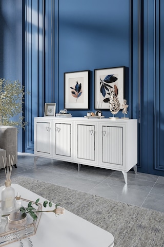 TREND KONSOL MDF MEBRAN KAPAK BEYAZ GÜMÜŞ