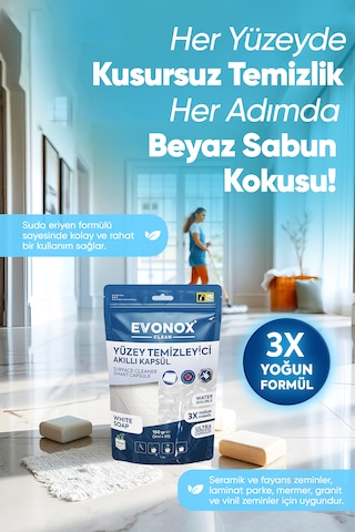 Clean Yüzey Temizleyici Akıllı Kapsül Beyaz Sabun Kokulu Tekli