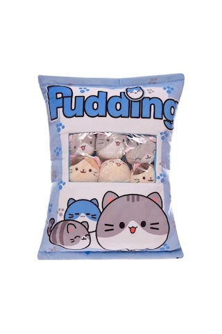 Tineke 8 Li Peluş Kedi Yastığı Seti Minik Yumuşak Kedi Oyuncağı Ve Uyku Arkadaşı Mavi Karışık