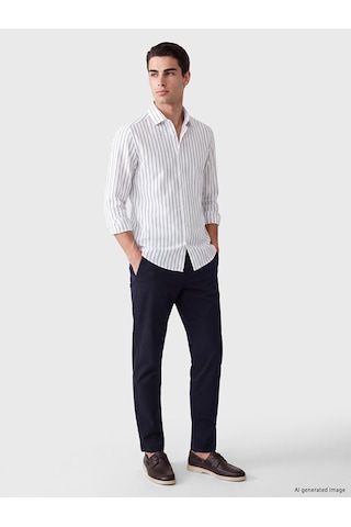 Lcw Busıness Lacivert Slim Fit Çizgili Erkek Gömlek