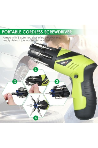 Springsun 3.6v Li-ion Şarjlı Tornavida, 6n.m Tork, Led Işık, Tabanca/düz Sap Değişimi, 10 Uç + Uzatıcı, Usb Şarj, Ev Kullanıma İdeal