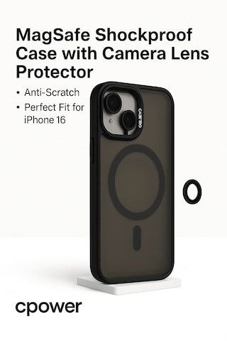 İphone 16 Kılıfı, Kaliteli Kamera Lens Koruyucu Dahil, Magsafe Uyumlu Darbe Dayanaklı, 3 Renk Siyah