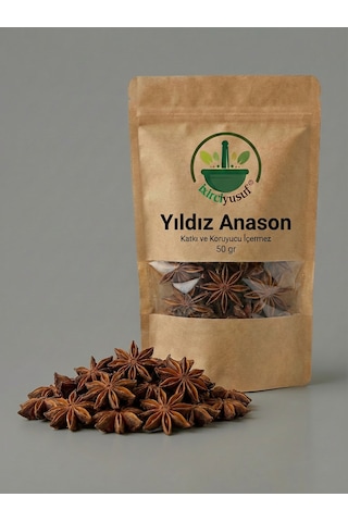 İxirciyusuf Yıldız Anason Star Anise Whole Star Anise Badian Illicium Verum Doğal Kurutulmuş 50 G