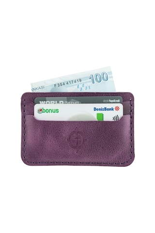 Twingold İsme Özel Yatay Kartlık - %100 Rainbow Deri - A011001 - Mor Mor