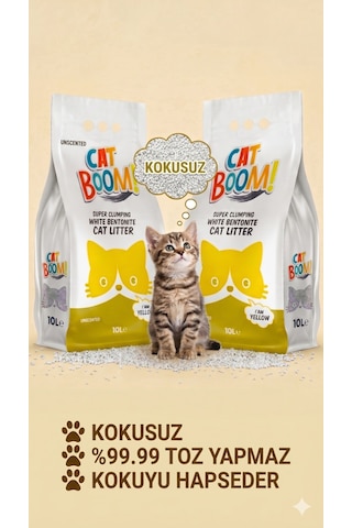 Cat Boom Kokusuz Bentonit Kedi Kumu 10 Lt X 2 Adet