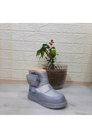 Twingo 9080 Gümüş Renk İçi Kürklü Fermuarlı 15cm Kız Çocuk Bot Gümüş