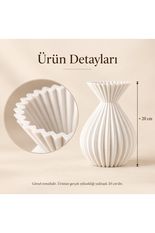 Ahenk Serisi Dekoratif Vazo 20 Cm Kuru Çiçek Ve Pampas Vazosu Beyaz