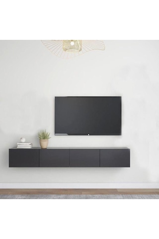 Tv Ünitesi Tv Sehpası Alt Modül Antrasit 240 Cm Mdf JOY TV ÜNİTES