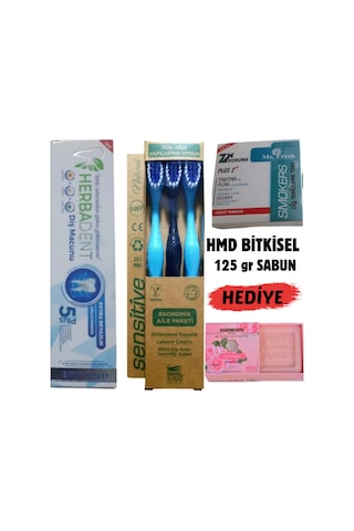 Bitki Özlü Diş Macunu 50 Ml + Diş Beyazlatma Tozu 50 Gr + 3'lü Diş Fırçası + Hediye Sabun Komple Ağız Bakım Seti