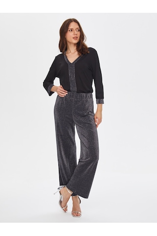 Faik Sönmez Simli Straight Fit Örme Pantolon 69479 U6947910 Siyah