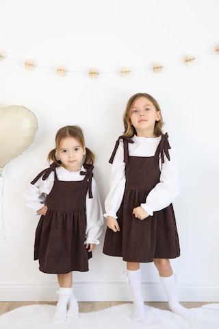 Fitilli Kadife Elbise İkili Takım kahverengi